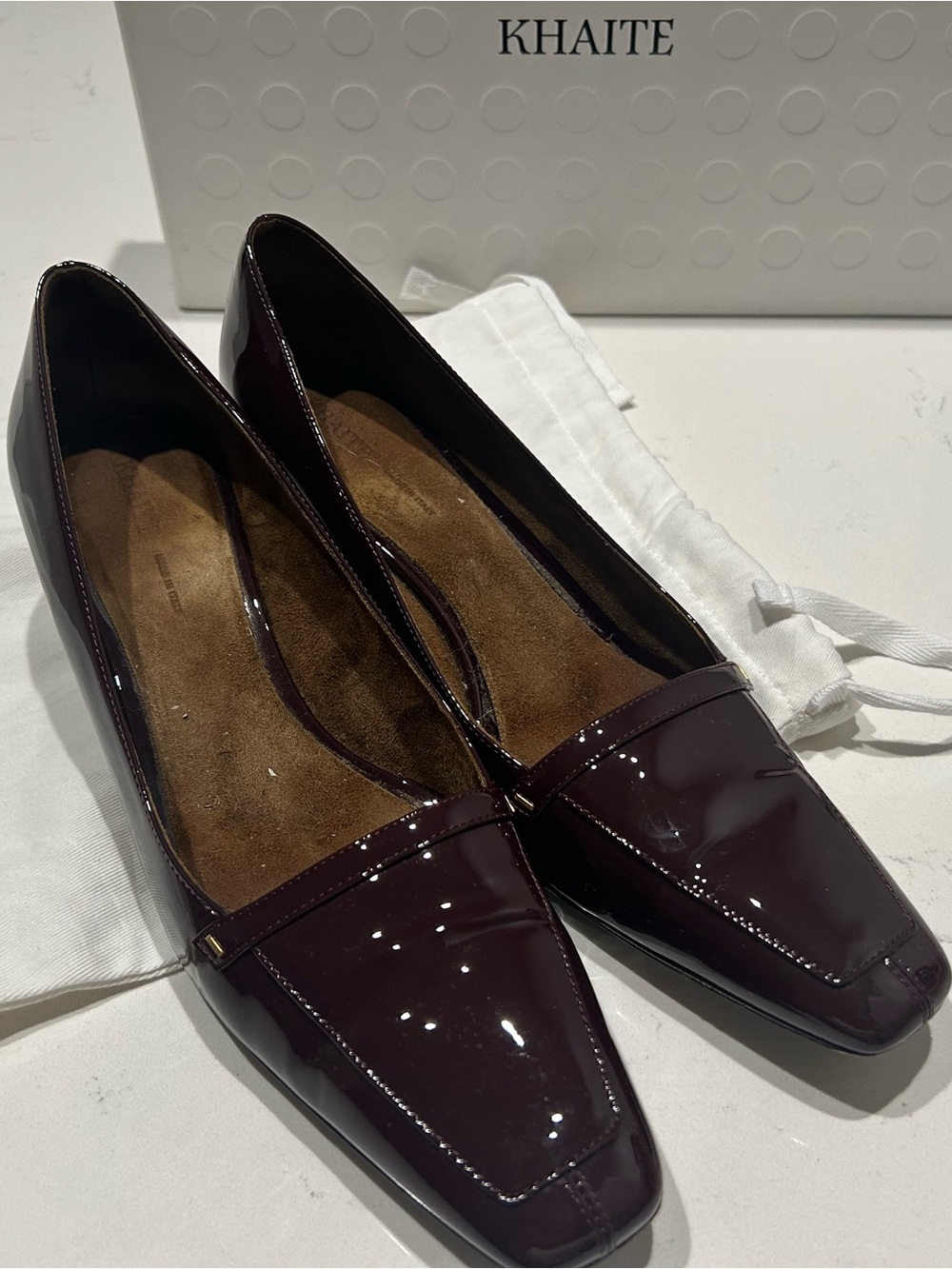 KHAITE Women's Patent Loafers in Deep Plum
